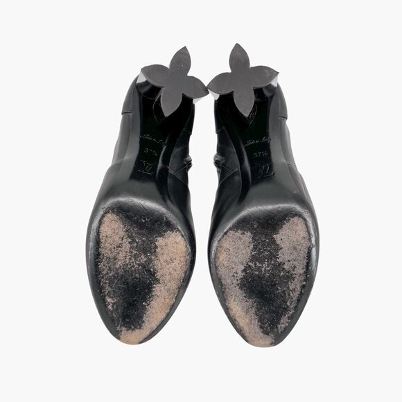 Louis Vuitton Silhouette Black Leather Block Heel Ankle Boots Size 37.5 US 7.5 - Picture 13 of 16